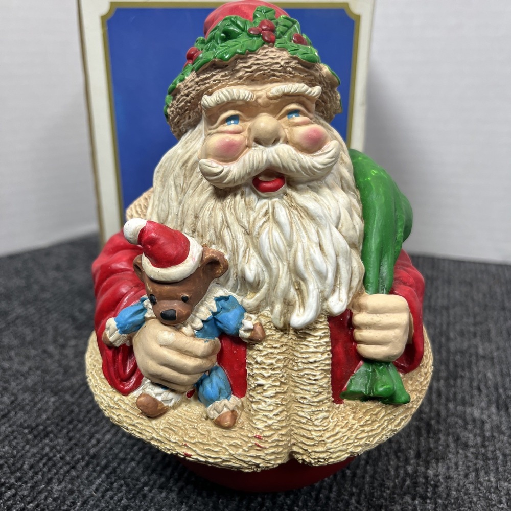 Vtg Kurt Adler VIDEO Christmas Holidays Santa's World Spinning Music Box WORKS